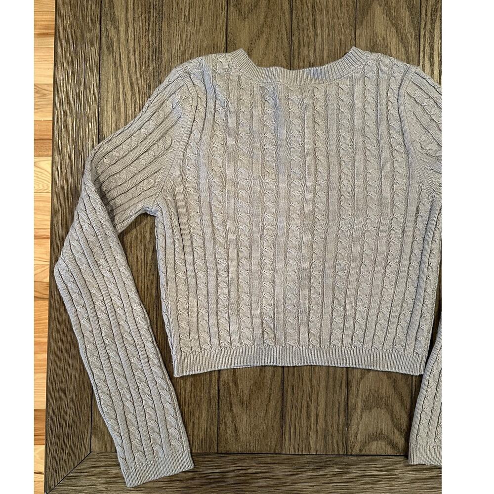 BP. Women's Gray Cable Knit Button Down Crop Cardigan Sweater Long Sleeve S NWT - Picture 5 of 9